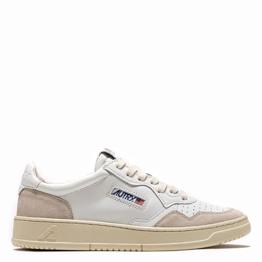Autry Medalist Low W Leather/Leather, White/Black