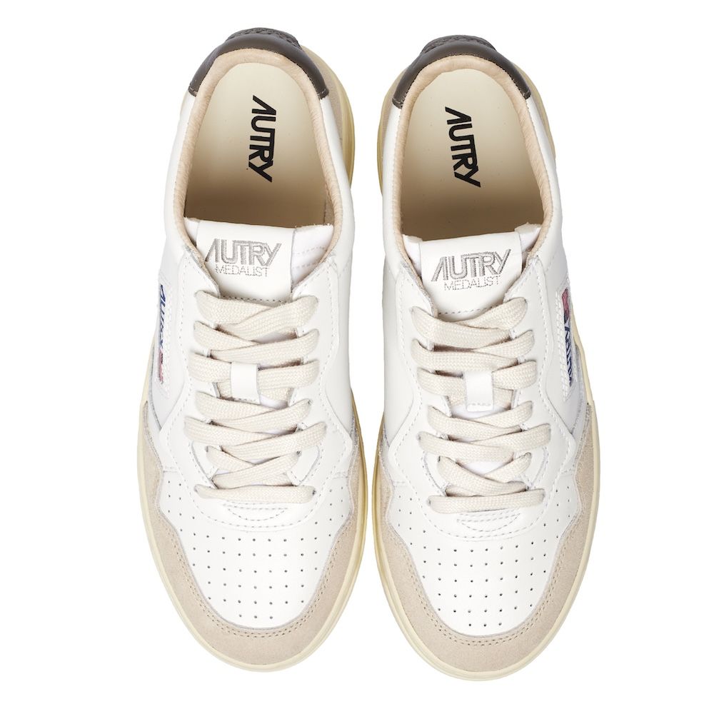 Autry Medalist Low Man Leather/Suede, White/Morel