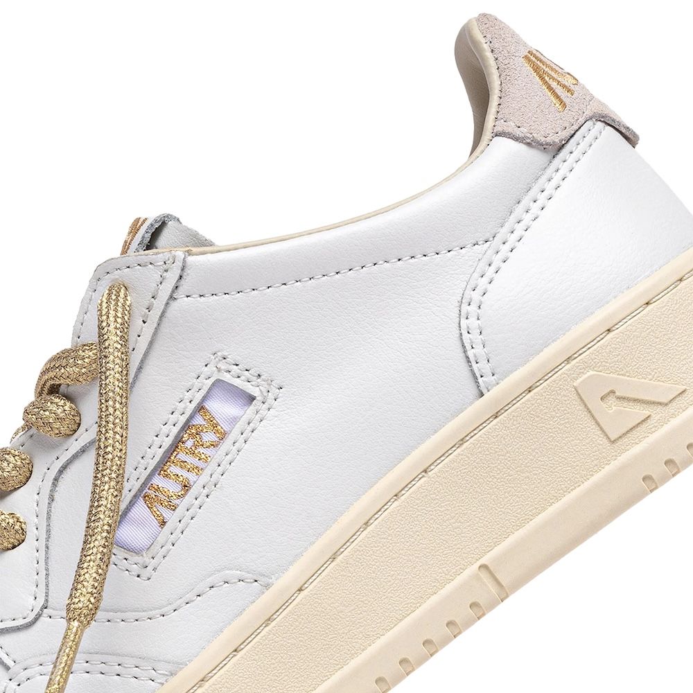 Autry Medalist Low Woman Leather/Leather, White/Gold
