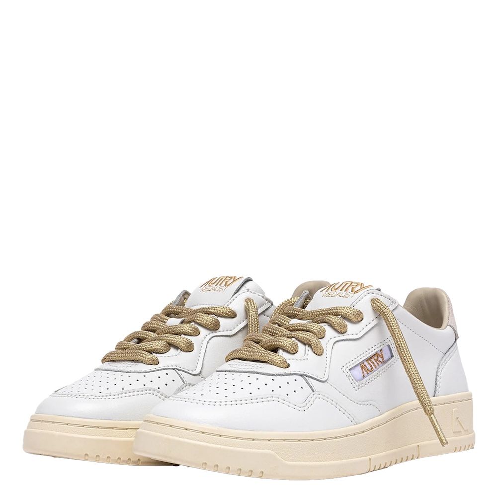 MEDALIST LOW WOMAN LEATHER/SWOLL Sneakers Donna, White/Gold