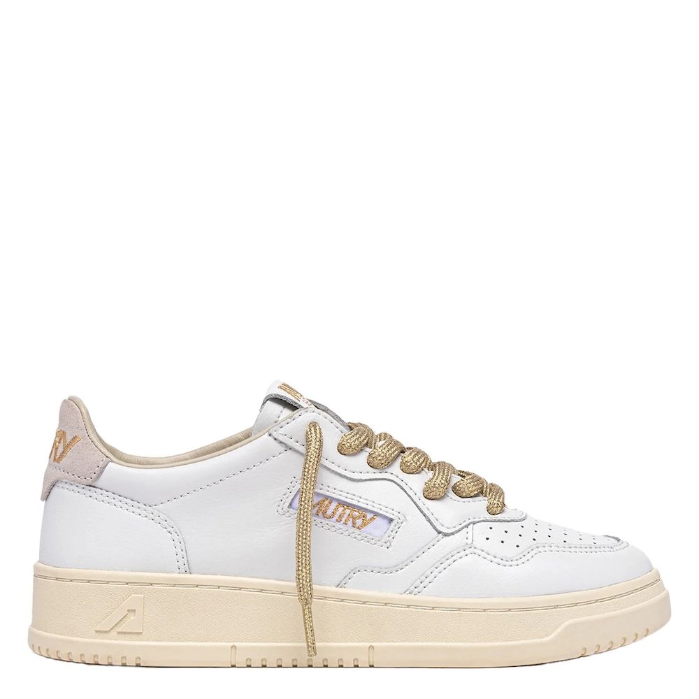 MEDALIST LOW WOMAN LEATHER/SWOLL Sneakers Donna, White/Gold