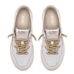 MEDALIST LOW WOMAN LEATHER/SWOLL Sneakers Donna, White/Gold