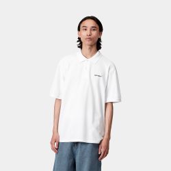 S/S Carhartt Script Polo Men's Polo, White