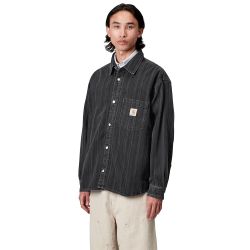 RYLAN SHIRT JACKET Men's Overshirt, Black Stone Washed