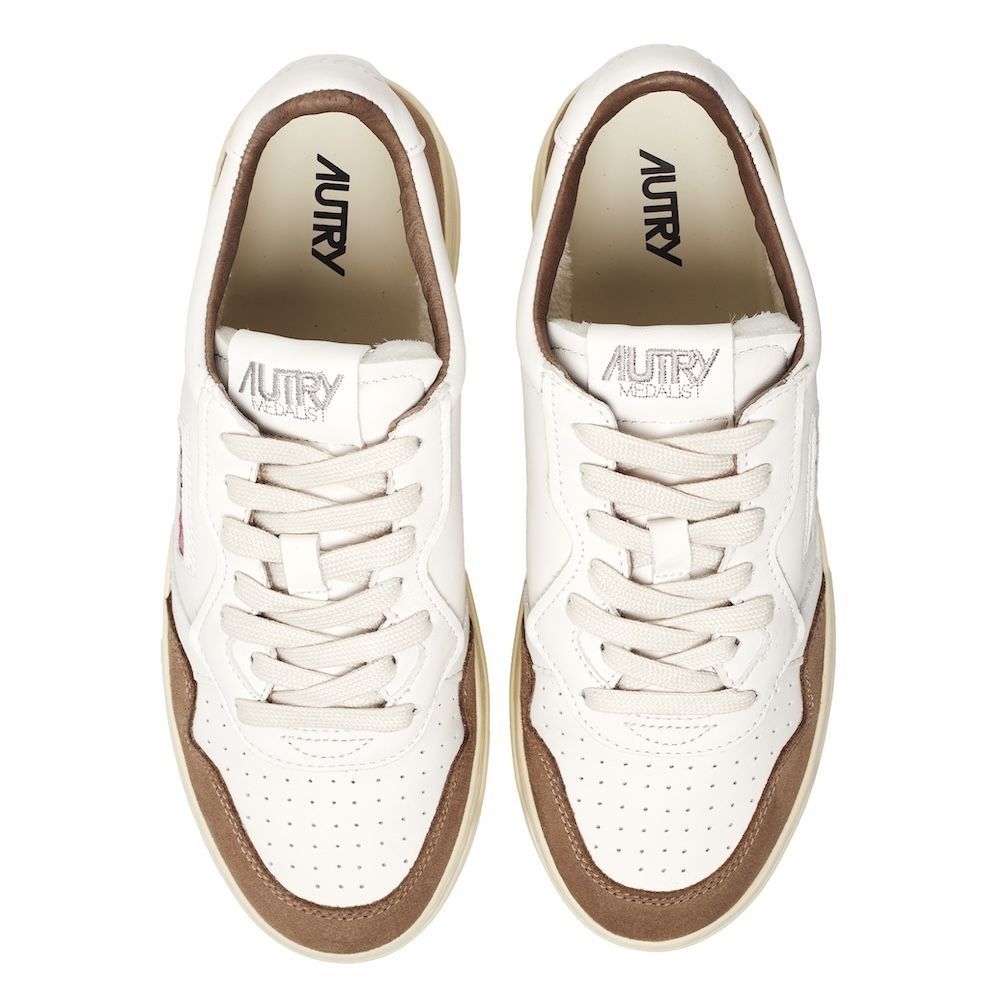 Autry Medalist Low Woman Goat/Suede, White/Tobacco