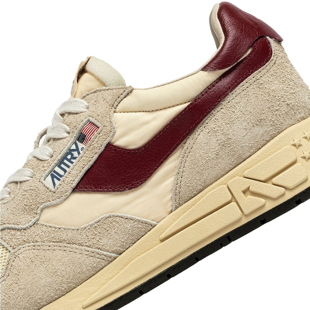 REELWIND LOW MAN SUEDE/NET Sneakers Uomo, Ecru/Ruby Wine