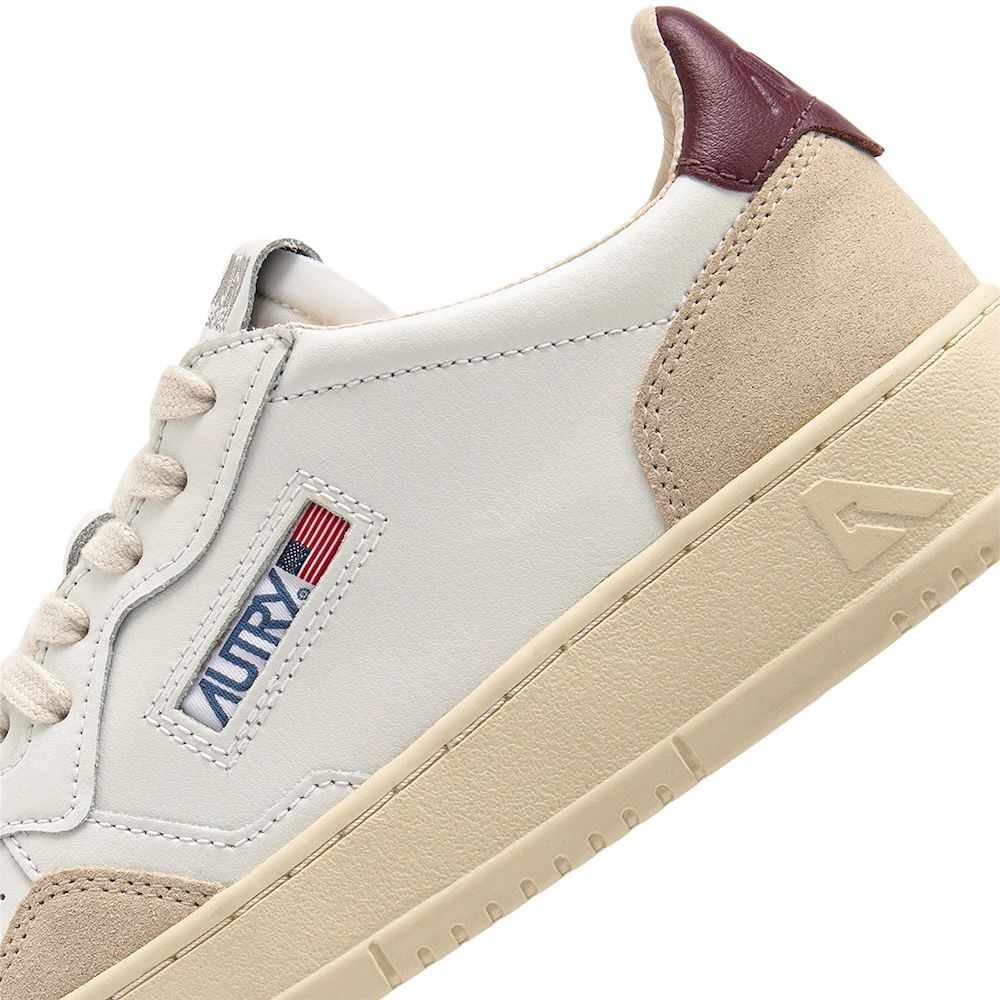 MEDALIST LOW MAN LEATHER/SUEDE Men's Sneakers, White/Burgundy