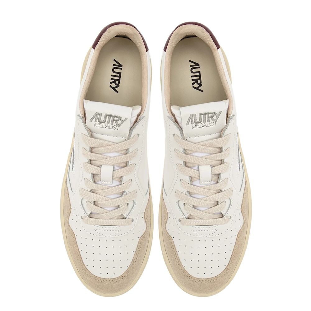 MEDALIST LOW MAN LEATHER/SUEDE Men's Sneakers, White/Burgundy