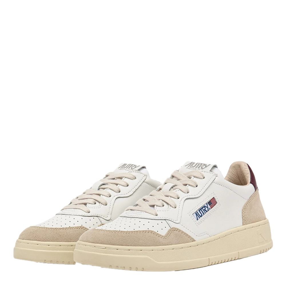 MEDALIST LOW MAN LEATHER/SUEDE Men's Sneakers, White/Burgundy