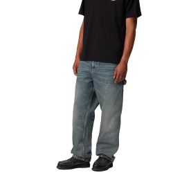 SINGLE KNEE PANT Men's Jeans, Blue Worn Used Wash