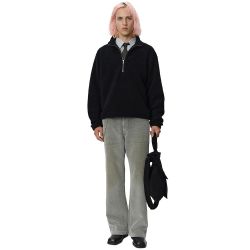 COMMON HALF ZIP SWEATER Maglione Uomo, Black Fuzzy Fleece