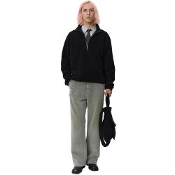 COMMON HALF ZIP SWEATER Maglione Uomo, Black Fuzzy Fleece