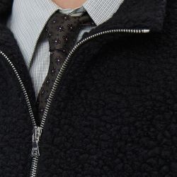 COMMON HALF ZIP SWEATER Maglione Uomo, Black Fuzzy Fleece