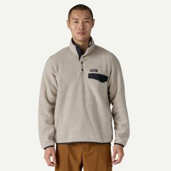 Men's Lightweight Synchilla® Snap-T® Fleece Pullover Fleece Uomo, Oatmeal Heather w/Smolder Blue