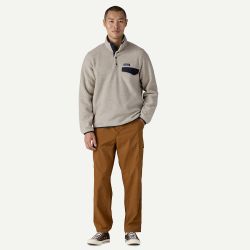 Men's Lightweight Synchilla® Snap-T® Fleece Pullover Fleece Uomo, Oatmeal Heather w/Smolder Blue