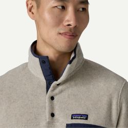 Men's Lightweight Synchilla® Snap-T® Fleece Pullover Fleece Uomo, Oatmeal Heather w/Smolder Blue