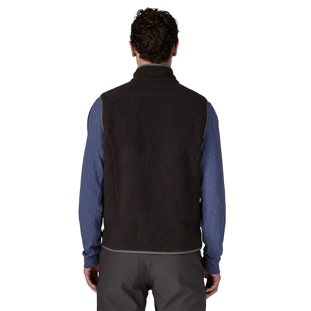 M'S RETRO PILE VEST Men's Vest, Black w/Forge Grey