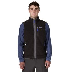 M'S RETRO PILE VEST Men's Vest, Black w/Forge Grey