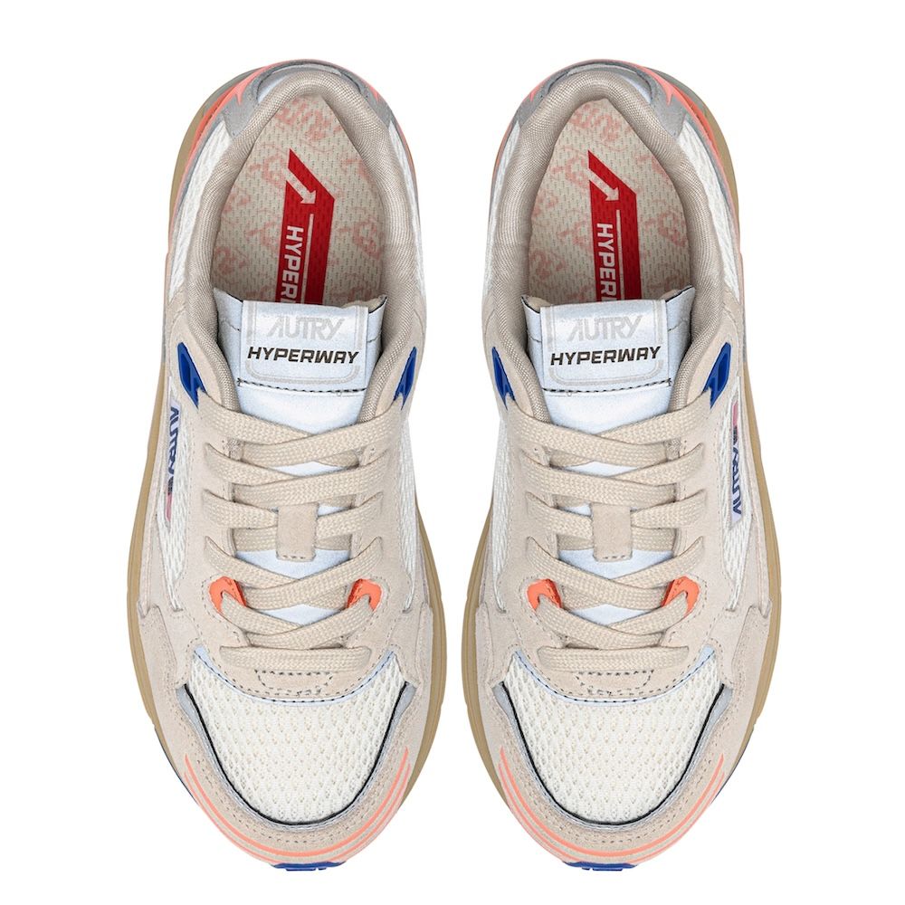 HYPERWAY LOW WOMAN MESH/SUEDE Sneakers Donna, White/Peach Pink