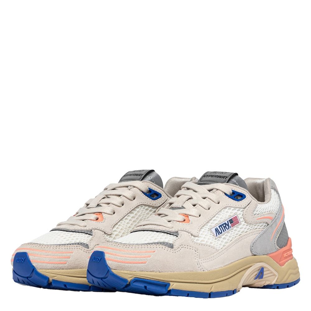 HYPERWAY LOW WOMAN MESH/SUEDE Sneakers Donna, White/Peach Pink