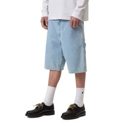 SINGLE KNEE SHORT Blue Heavy Stone Bleached