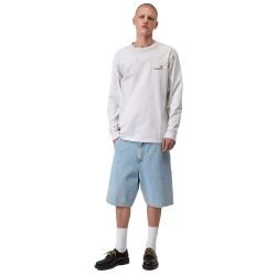 SINGLE KNEE SHORT Blue Heavy Stone Bleached