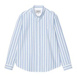L/S DEVEN SHIRT Camicia Uomo, Deven Stripe, Bleach/White