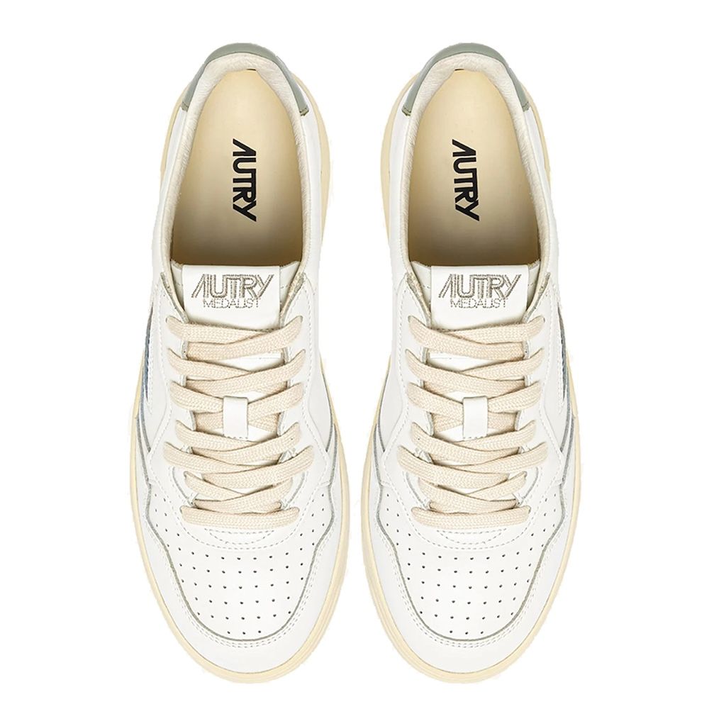 MEDALIST LOW MAN LEATHER/LEATHER Sneakers Uomo, White/Sea Grass