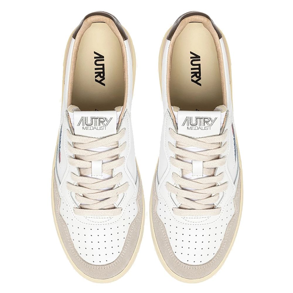 MEDALIST LOW MAN LEATHER/SUEDE Sneakers Uomo, White/Teak