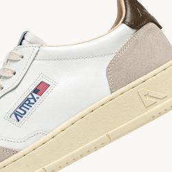 MEDALIST LOW MAN LEATHER/SUEDE Sneakers Uomo, White/Teak