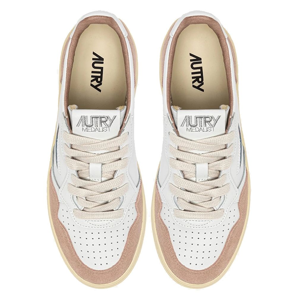 MEDALIST LOW WOMAN SOFT LEATHER/SUEDE Sneakers Donna, White/Rose Cannel