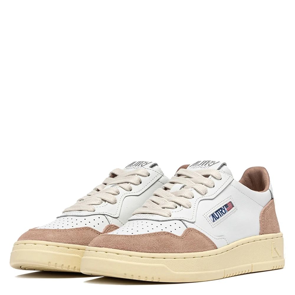 MEDALIST LOW WOMAN SOFT LEATHER/SUEDE Sneakers Donna, White/Rose Cannel