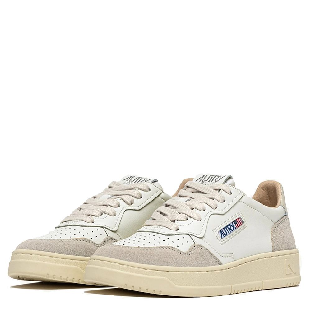 MEDALIST LOW WOMAN LEATHER/SUEDE Sneakers Donna, White/Pelican