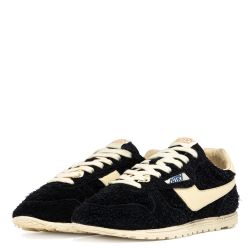 WINDSPIN LOW WOMAN SUEDE/LEATHER Sneakers Donna, Black/Rutabaga
