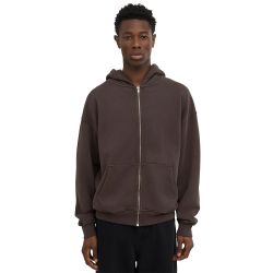 ORGANIC OVERSIZED ZIP HOOD Felpa Cappuccio e Zip Unisex, Coffee