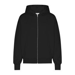 ORGANIC OVERSIZED ZIP HOOD Felpa Zip e Cappuccio Unisex, Deep Black
