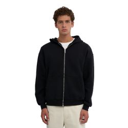 ORGANIC OVERSIZED ZIP HOOD Felpa Zip e Cappuccio Unisex, Deep Black