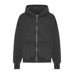 ORGANIC OVERSIZED ZIP HOOD Felpa Zip e Cappuccio Unisex, Faded Black