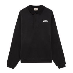 UNISEX COLLEGE POLO SWEATSHIRT Felpa Polo, Black