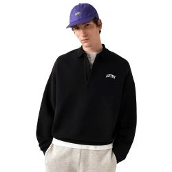 UNISEX COLLEGE POLO SWEATSHIRT Felpa Polo, Black