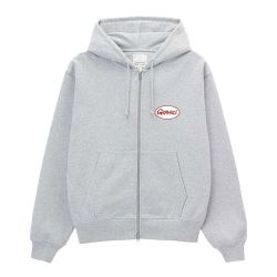 OVAL PATCH ZIP HOODED SWEATSHIRT Heather Grey