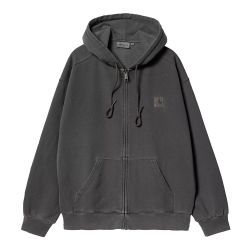 HOODED NELSON JACKET Felpa Cappuccio e Zip, Black Garment Dyed