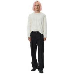 ROUND NECK SWEATER Longsleeve Uomo, Off White Stripe
