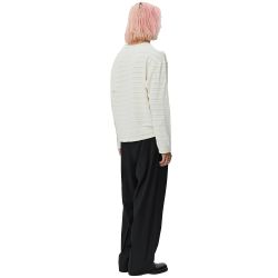 ROUND NECK SWEATER Longsleeve Uomo, Off White Stripe
