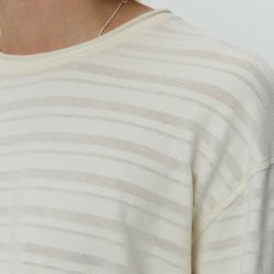 ROUND NECK SWEATER Longsleeve Uomo, Off White Stripe