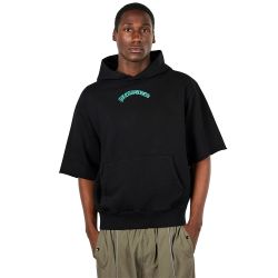 CUT OFF HOODIE Felpa Maniche Corte Uomo, Black