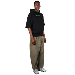 CUT OFF HOODIE Felpa Maniche Corte Uomo, Black