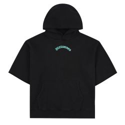 CUT OFF HOODIE Felpa Maniche Corte Uomo, Black