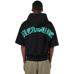 CUT OFF HOODIE Felpa Maniche Corte Uomo, Black