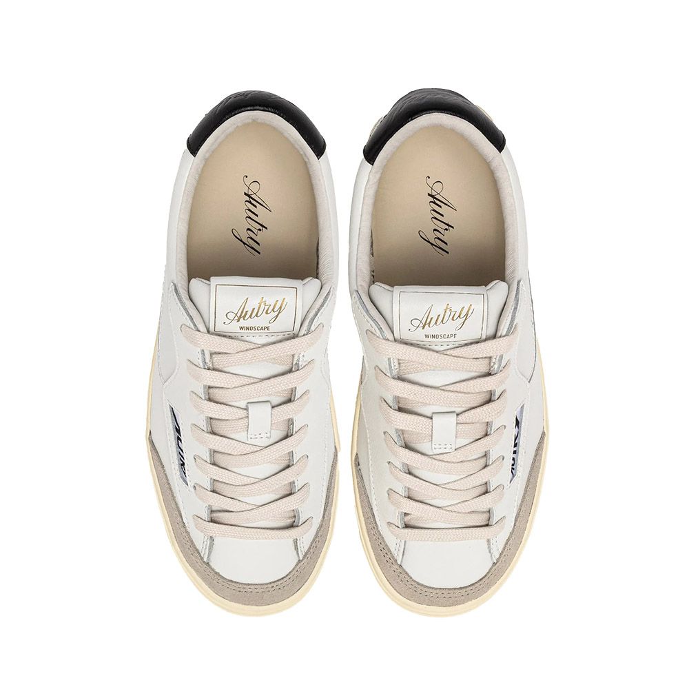 WINDSCAPE LOW WOMAN LEATHER/SUEDE Sneakers Donna, White/Black